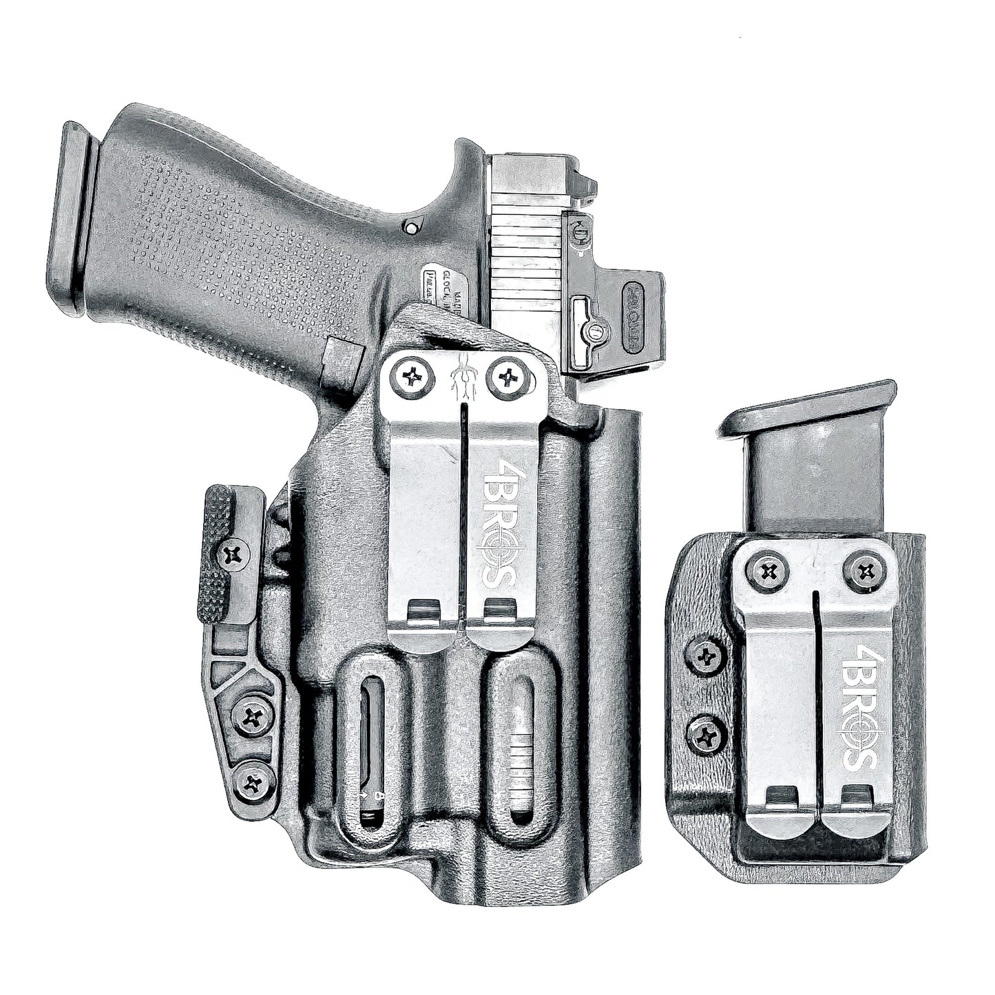 Four Brothers Holsters Inside Waistband IWB Holster & Magazine Carrier combo for the Glock 43X & 48 MOS with SureFire XC3 Sub.