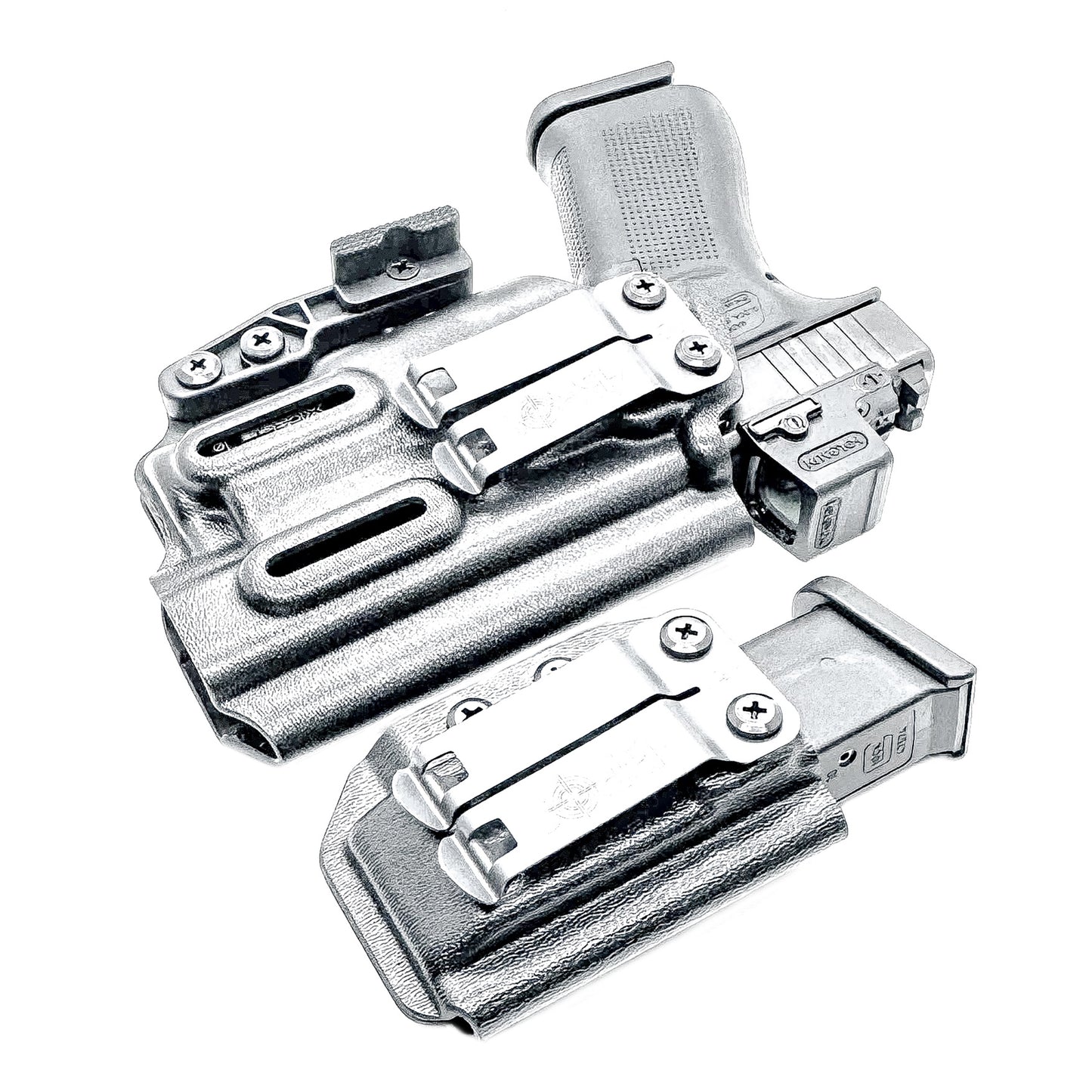 Four Brothers Holsters Inside Waistband IWB Holster & Magazine Carrier combo for the Glock 43X & 48 MOS with SureFire XC3 Sub.