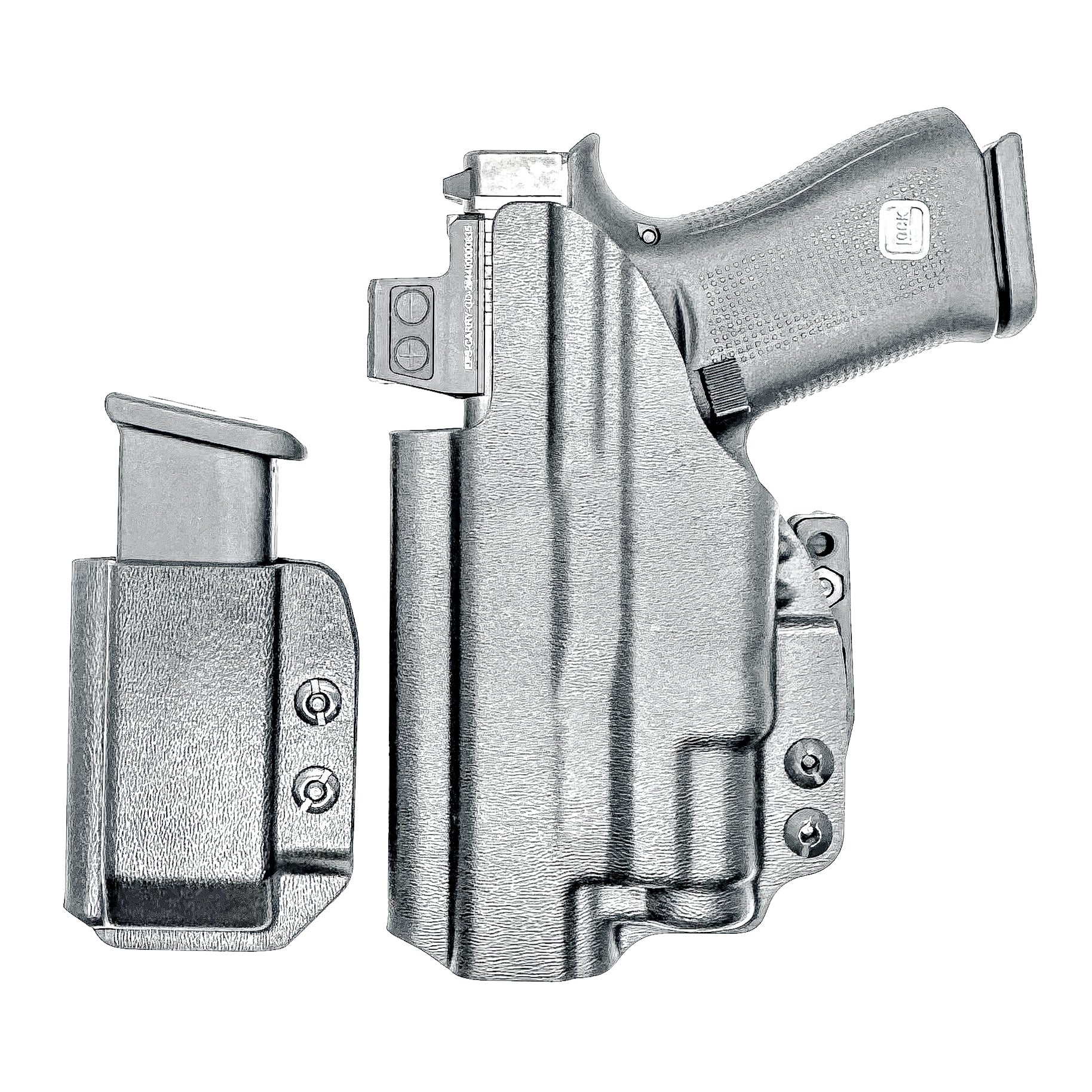 Four Brothers Holsters Inside Waistband IWB Holster & Magazine Carrier combo for the Glock 43X & 48 MOS with SureFire XC3 Sub.