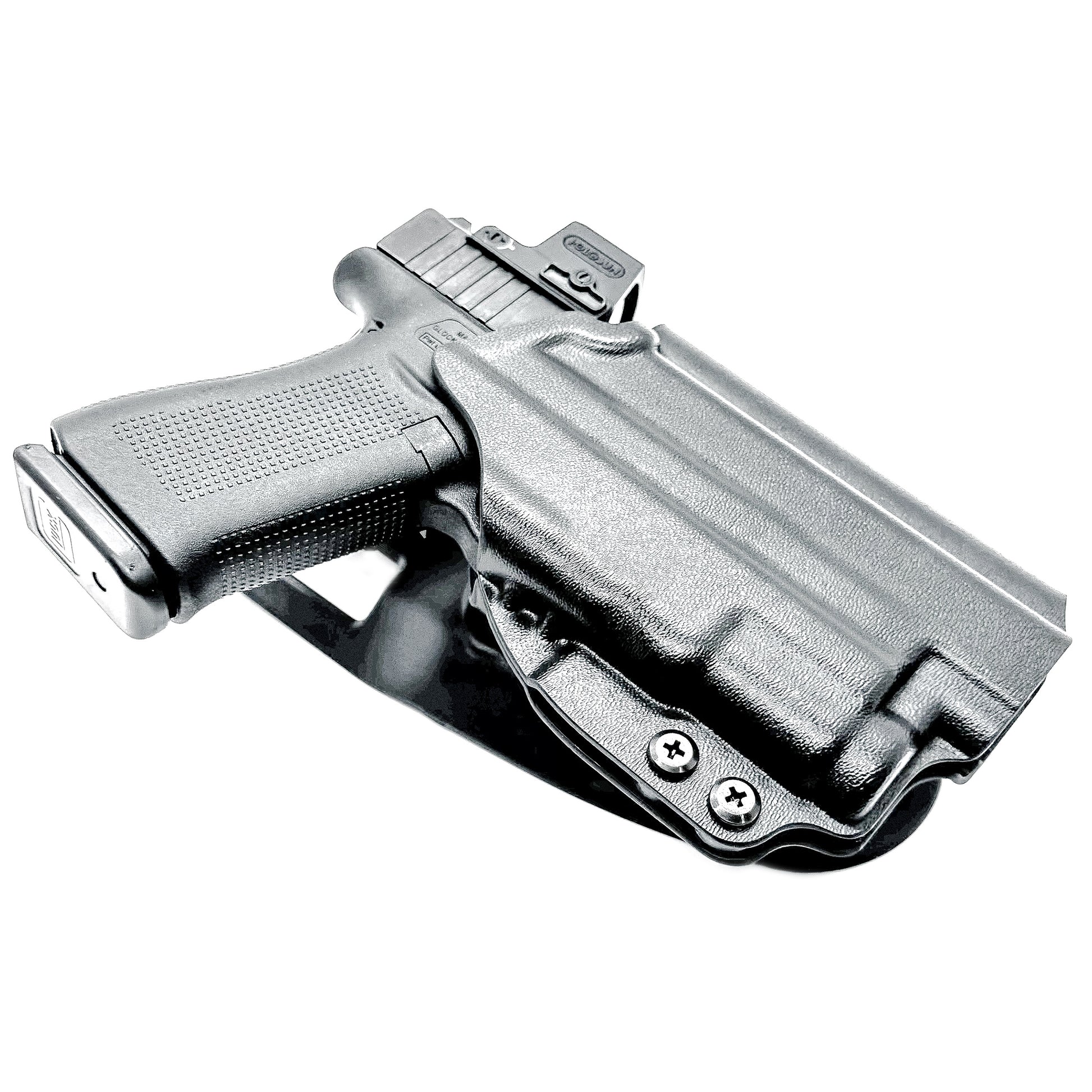 For the best Outside Waistband Glock 43X & 48 MOS, 43X, & 48 pistols & SureFire XC3 Sub Duty & Competition Holster shop Four Brothers Holsters.   USA Made.