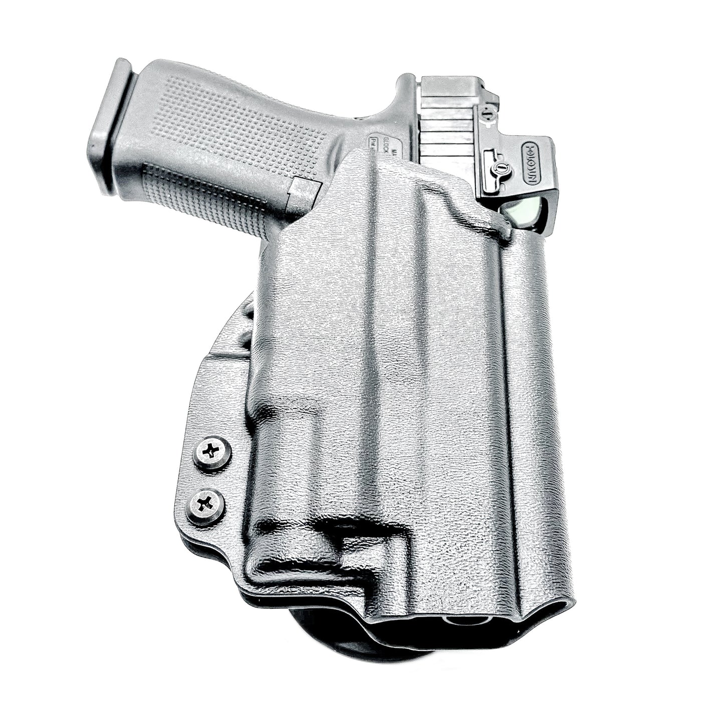 For the best Outside Waistband Glock 43X & 48 MOS, 43X, & 48 pistols & SureFire XC3 Sub Duty & Competition Holster shop Four Brothers Holsters.   USA Made.