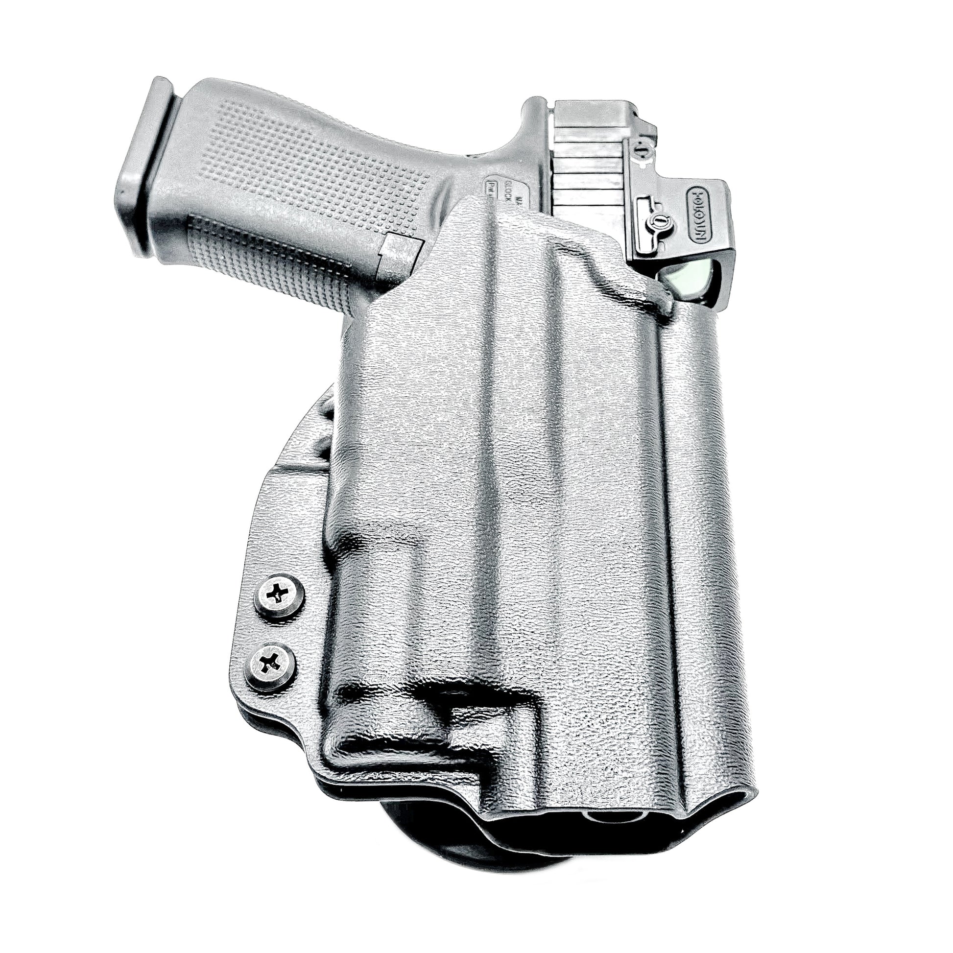 For the best Outside Waistband Glock 43X & 48 MOS, 43X, & 48 pistols & SureFire XC3 Sub Duty & Competition Holster shop Four Brothers Holsters.   USA Made.