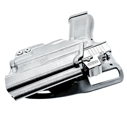 For the best Outside Waistband Glock 43X & 48 MOS, 43X, & 48 pistols & SureFire XC3 Sub Duty & Competition Holster shop Four Brothers Holsters.   USA Made.