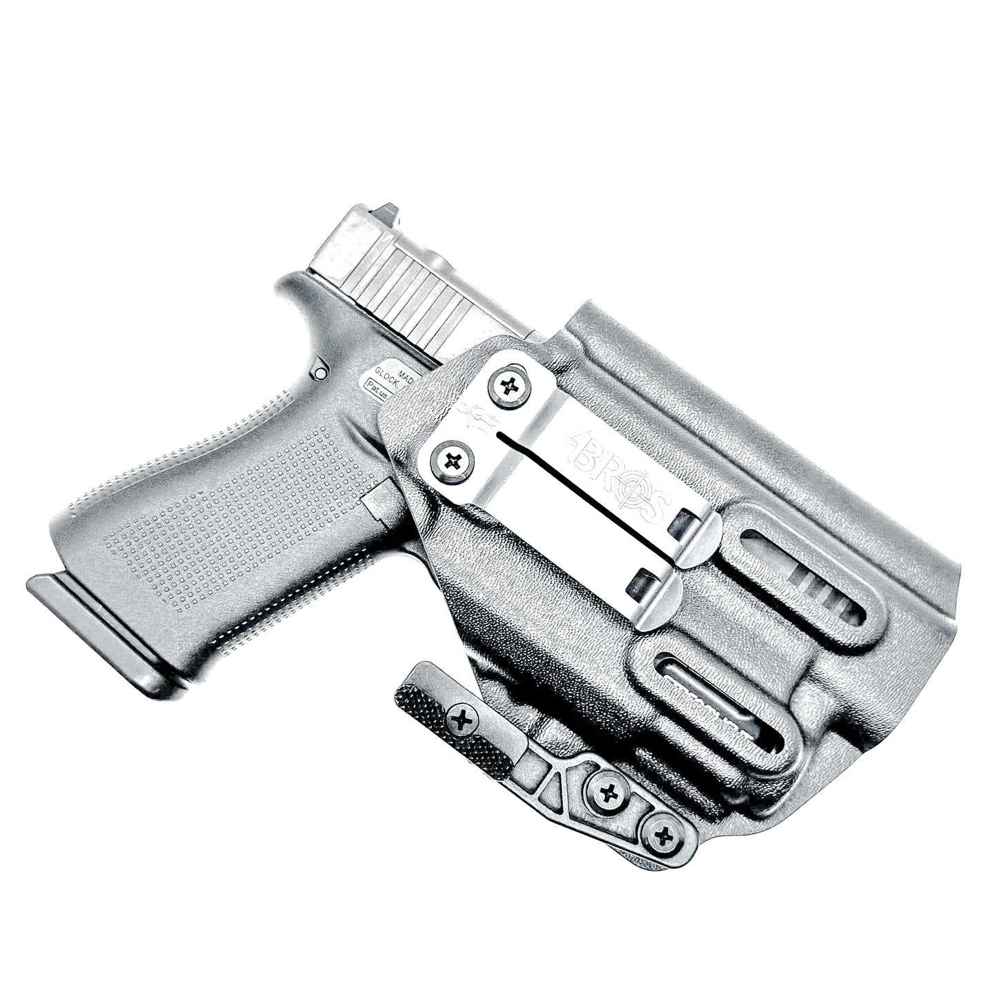 Black Inside Waistband Holster IWB for the Glock 43X MOS, 48 MOS, 43X Rail, or 48 Rail pistol & Streamlight TLR-8 HL-X Sub with DCC Monoblock and a Modwing.