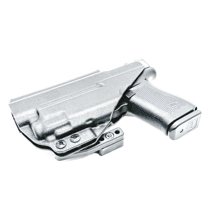 Black Inside Waistband Holster IWB for the Glock 43X MOS, 48 MOS, 43X Rail, or 48 Rail pistol & Streamlight TLR-8 HL-X Sub with DCC Monoblock and a Modwing.