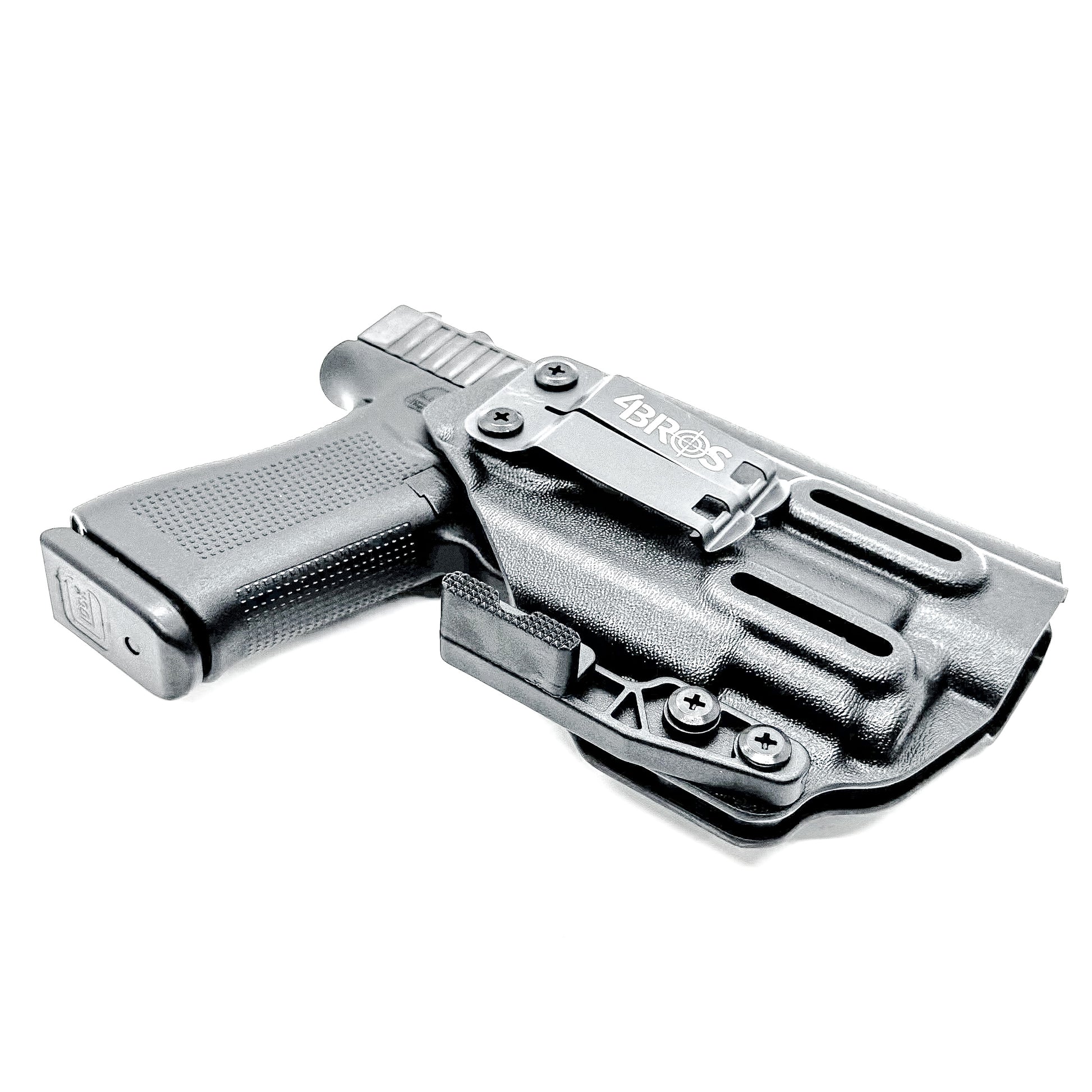 Black Inside Waistband Holster IWB for the Glock 43X MOS, 48 MOS, 43X Rail, or 48 Rail pistol & Streamlight TLR-8 HL-X Sub with DCC Monoblock and a Modwing.