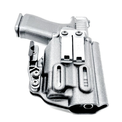 Black Inside Waistband Holster IWB for the Glock 43X MOS, 48 MOS, 43X Rail, or 48 Rail pistol & Streamlight TLR-8 HL-X Sub with DCC Monoblock and a Modwing.