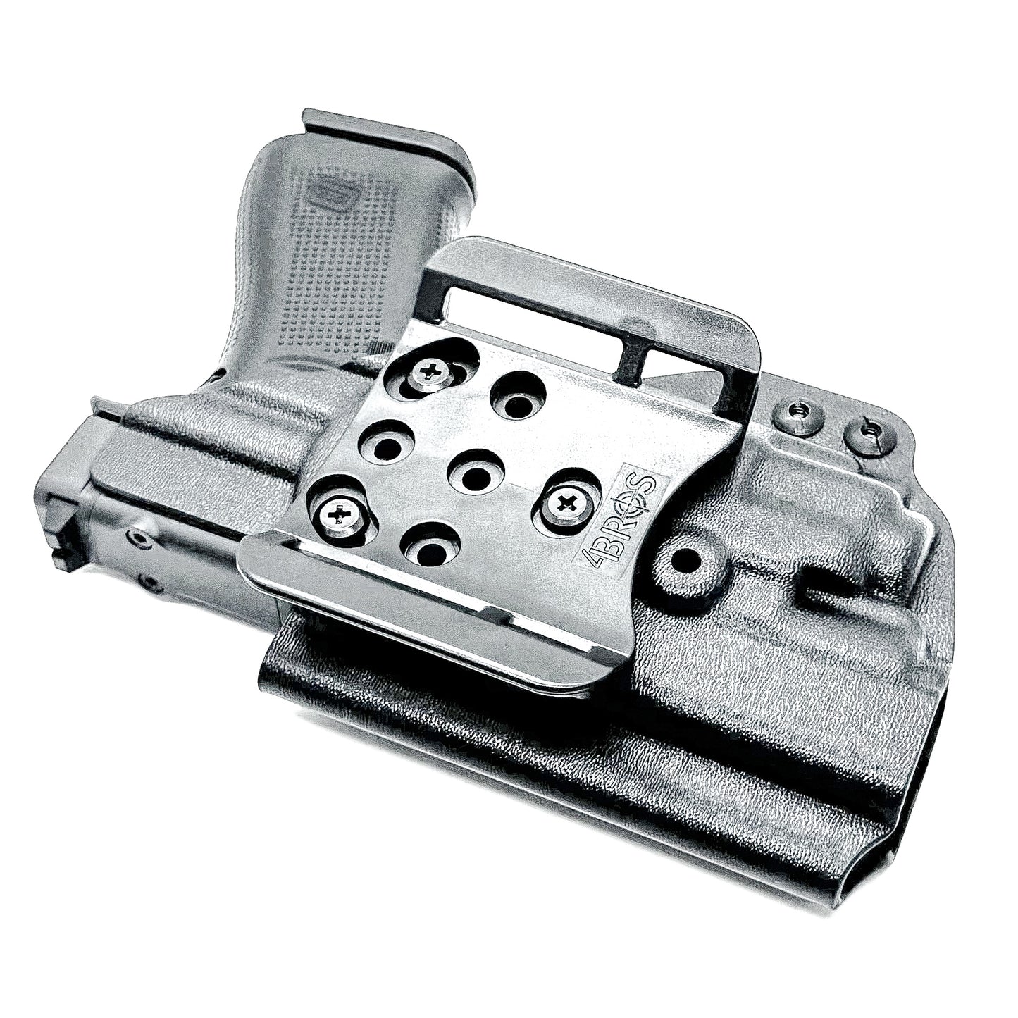 Outside Waistband OWB Kydex Holster for the Glock 43X MOS, 48 MOS, 43X Rail or 48 Rail pistol & Streamlight TLR-8 Sub, in black with 4Bros 1.5" Belt Slide.