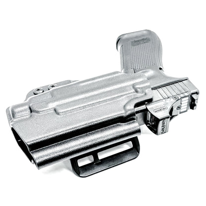 Black OWB Holster for the Glock 45 with TLR-7 HL-X in black with 4BROS 1.5" Slide.