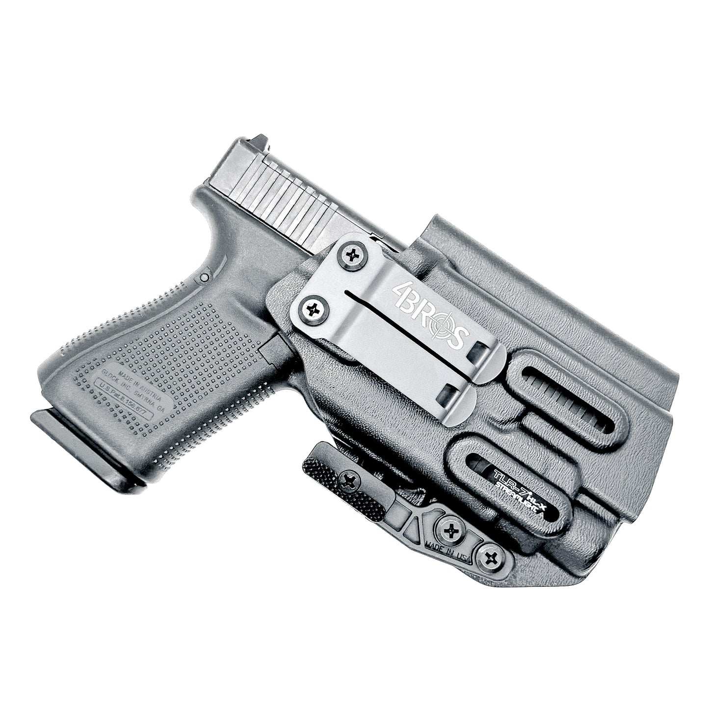 Black IWB Holster for Glock 45 with Streamlight TLR-7 HL-X shown with DCC Monoblock and Modwing.