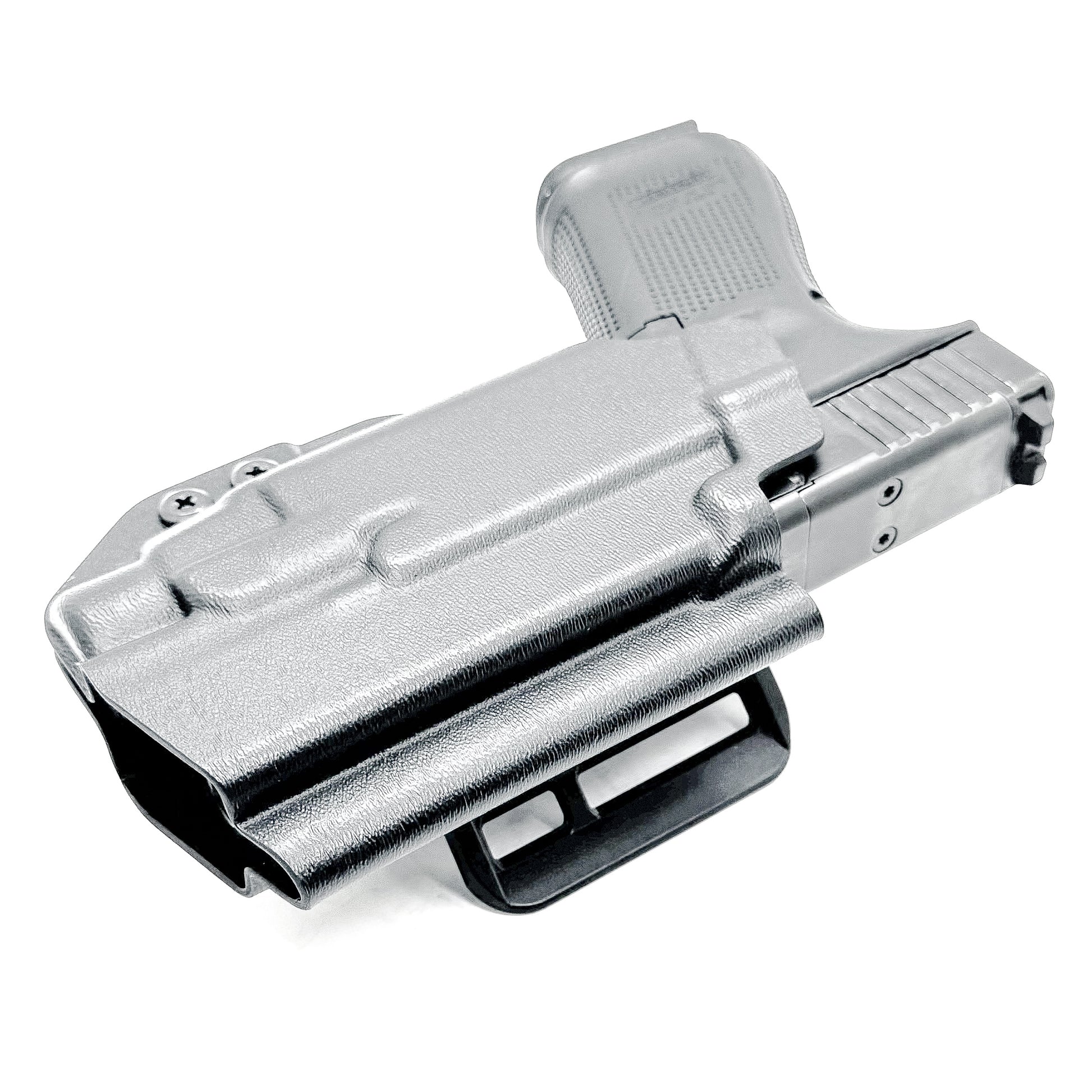 Black OWB Holster for the Glock 45 with TLR-7 HL-X in black with 4BROS 1.5" Slide.