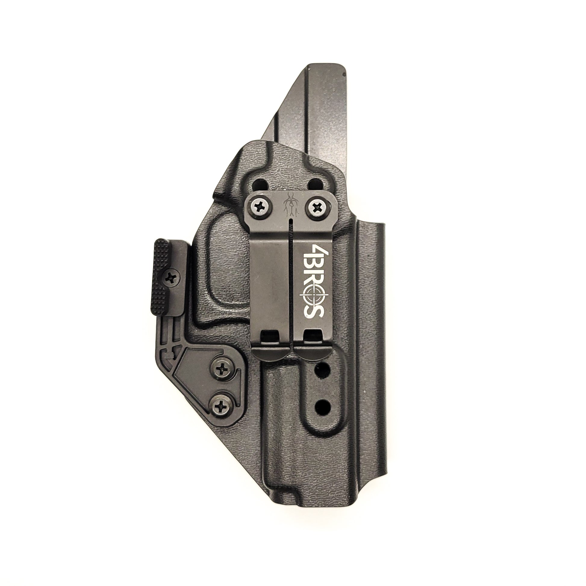 For the best Inside Waistband IWB AIWB Kydex Taco Style Holster designed to fit the Glock 47 MOS G47 shop Four Brothers Holsters. Adjustable ride height and cant. Smooth edges and slim profile to reduce printing. Fast shipping with short order lead times. Made in the USA 