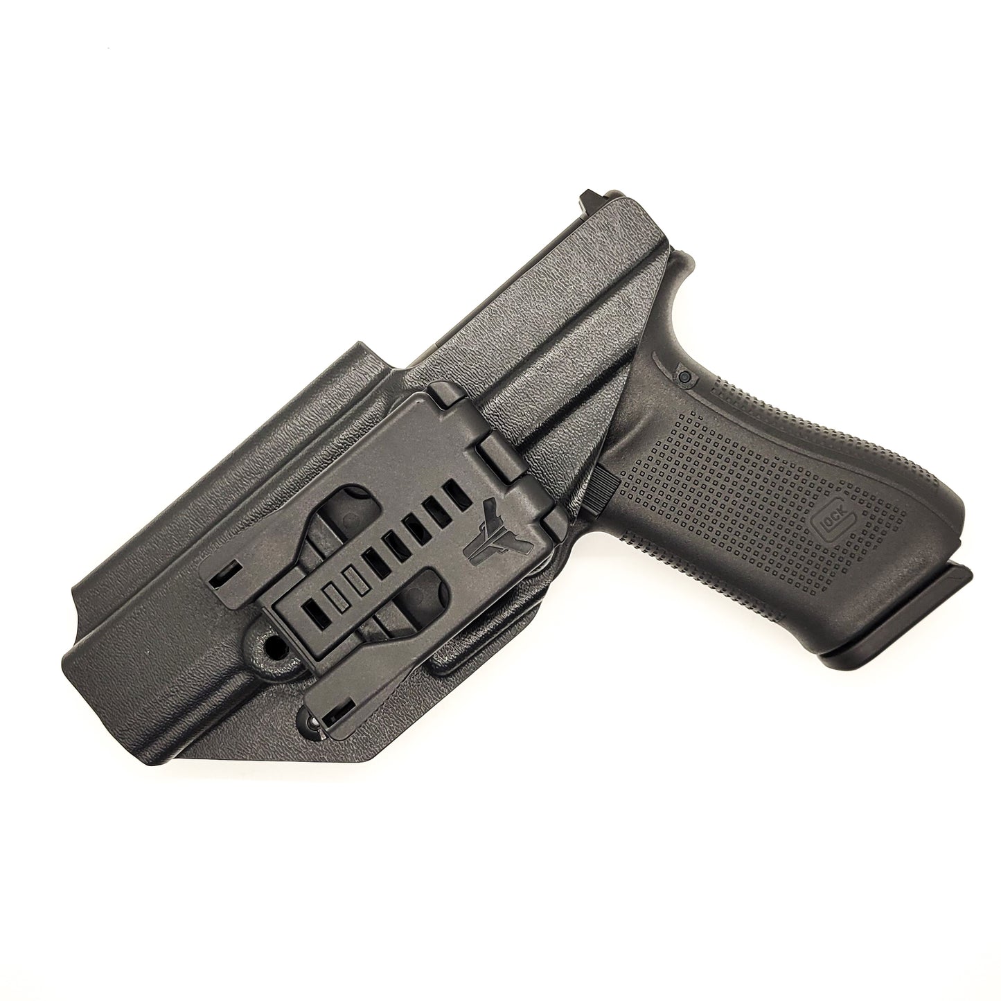 For the best Outside Waistband OWB Kydex holster designed to fit the Glock Gen 5 47 and 47 MOS shop Four Brothers 4BROS holsters. Full sweat guard, open muzzle, adjustable retention, cleared for red dot sight & optics.  Minimal material and smooth edges to reduce printing. Proudly made in the USA. 