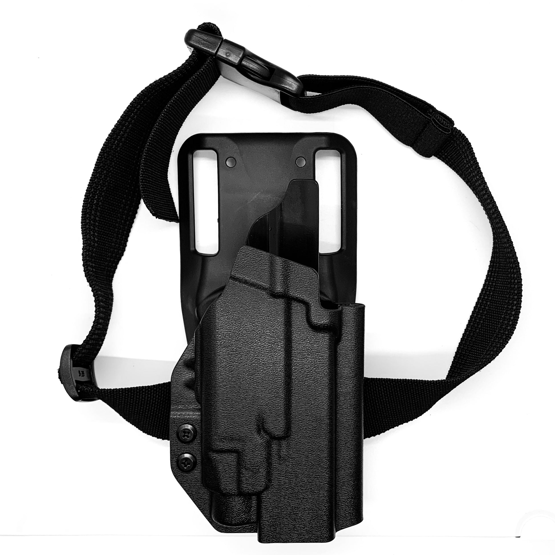 For the best outside waistband OWB Kydex Duty and Competition holster designed to fit the Glock 47 Gen 5 with the Streamlight TLR-7 HL-X, TLR-7 X, & TLR-7 A, shop Four Brothers 4BROS Holsters. Full sweat guard, adjustable retention, cleared for red dot sights. Open muzzle for threaded barrels. Made in the USA TLR7 HLX

