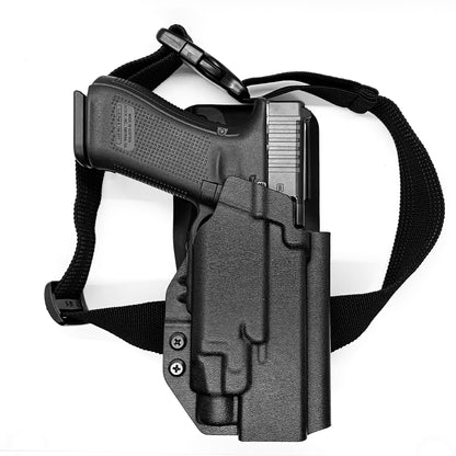 For the best outside waistband OWB Kydex Duty and Competition holster designed to fit the Glock 47 Gen 5 with the Streamlight TLR-7 HL-X, TLR-7 X, & TLR-7 A, shop Four Brothers 4BROS Holsters. Full sweat guard, adjustable retention, cleared for red dot sights. Open muzzle for threaded barrels. Made in the USA TLR7 HLX

