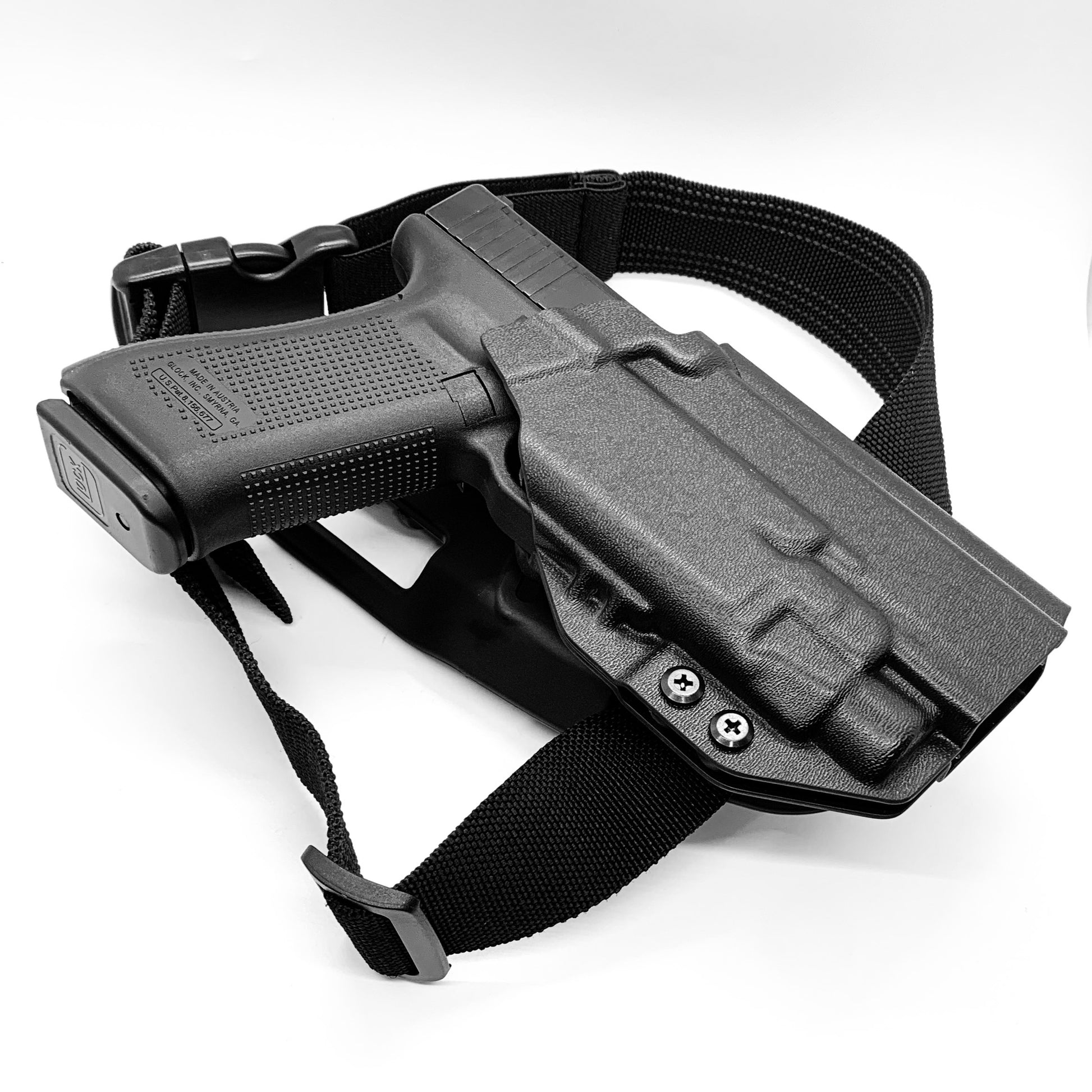 For the best outside waistband OWB Kydex Duty and Competition holster designed to fit the Glock 47 Gen 5 with the Streamlight TLR-7 HL-X, TLR-7 X, & TLR-7 A, shop Four Brothers 4BROS Holsters. Full sweat guard, adjustable retention, cleared for red dot sights. Open muzzle for threaded barrels. Made in the USA TLR7 HLX

