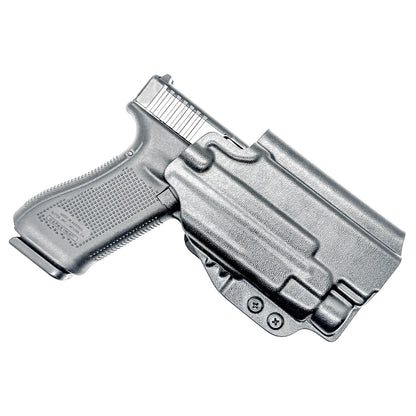 Glock 47 Gen 5 OWB holster for Streamlight TLR-7 A, TLR-7 X, & TLR-7 HL-X. Durable Outside Waistband carry in black with 4BROS 1.5" Belt Slide.