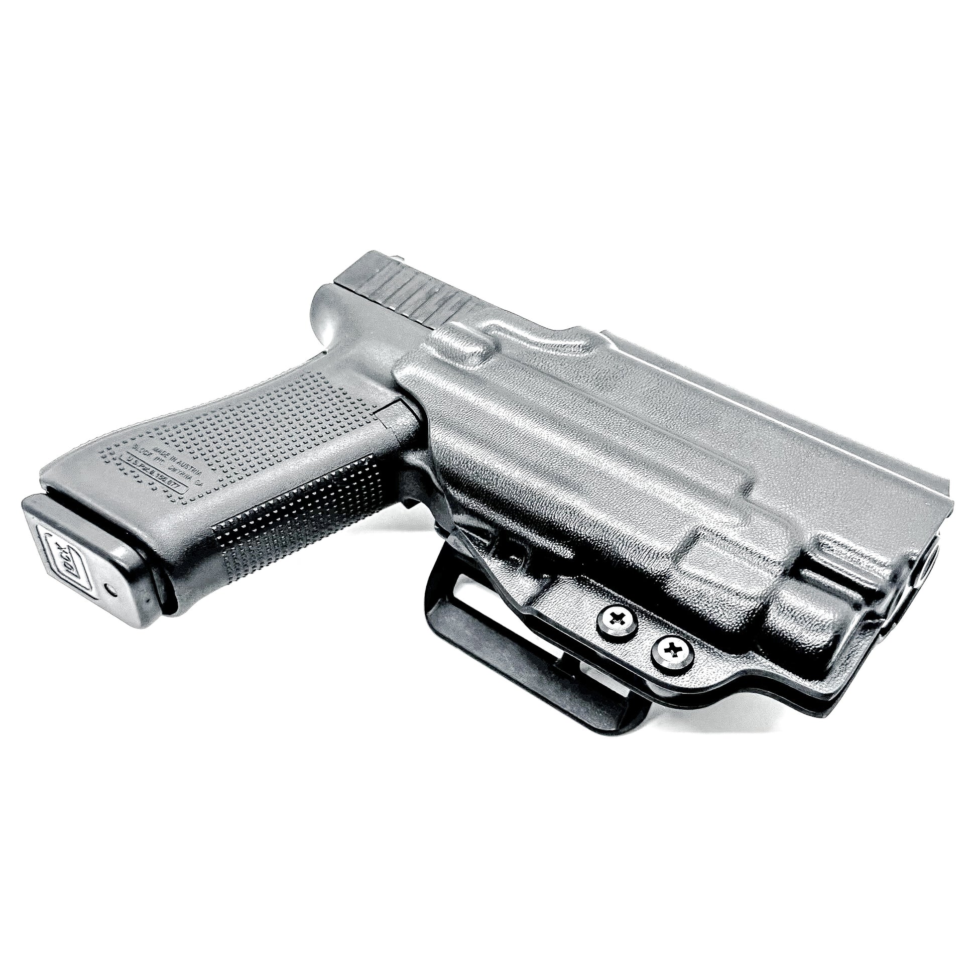 Glock 47 Gen 5 OWB holster for Streamlight TLR-7 A, TLR-7 X, & TLR-7 HL-X. Durable Outside Waistband carry in black with 4BROS 1.5" Belt Slide.