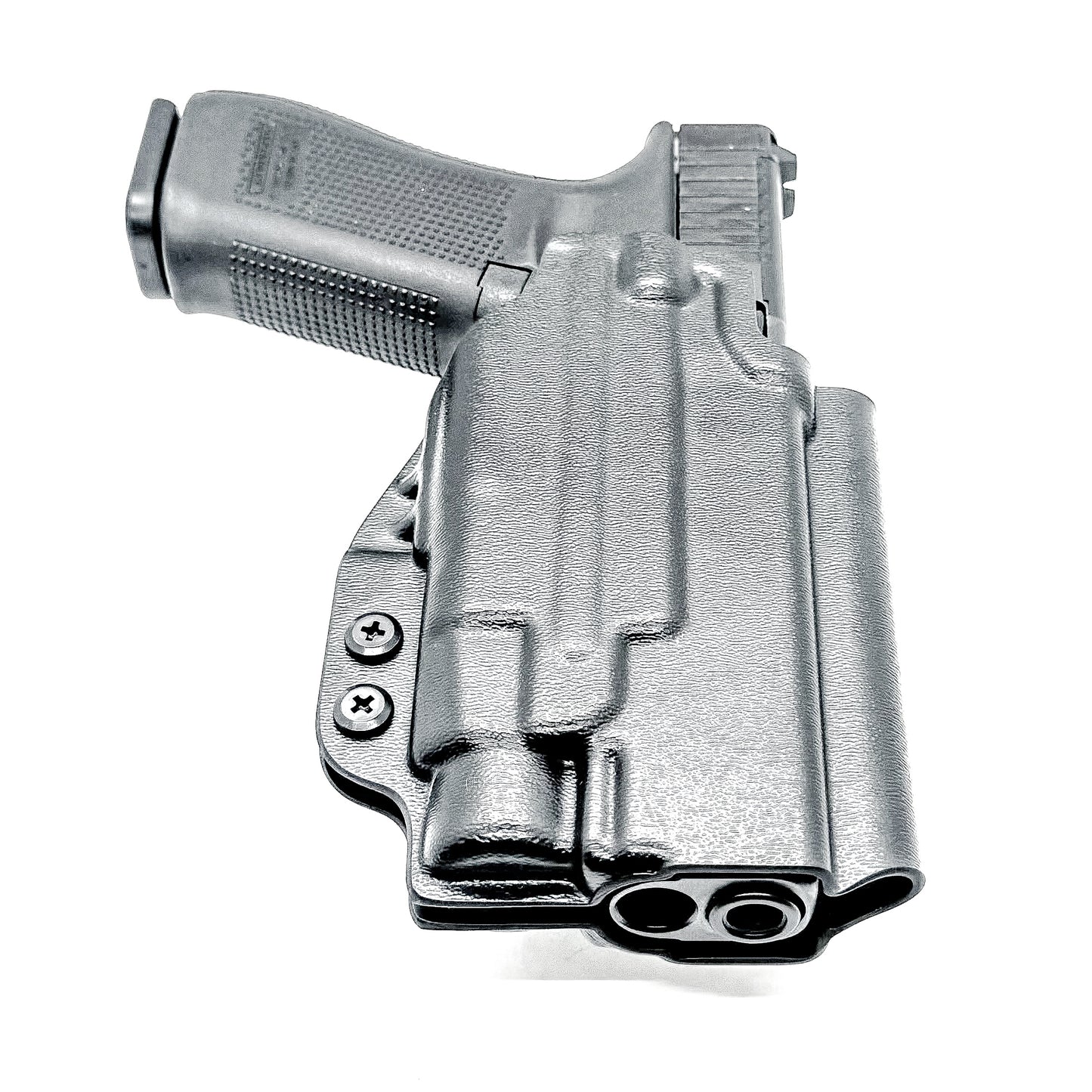 Glock 47 Gen 5 OWB holster for Streamlight TLR-7 A, TLR-7 X, & TLR-7 HL-X. Durable Outside Waistband carry in black with 4BROS 1.5" Belt Slide.