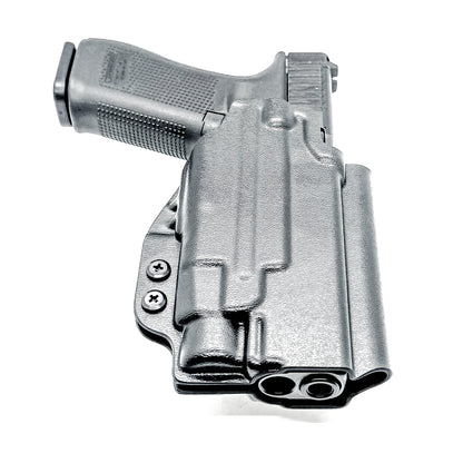 Glock 47 Gen 5 OWB holster for Streamlight TLR-7 A, TLR-7 X, & TLR-7 HL-X. Durable Outside Waistband carry in black with 4BROS 1.5" Belt Slide.