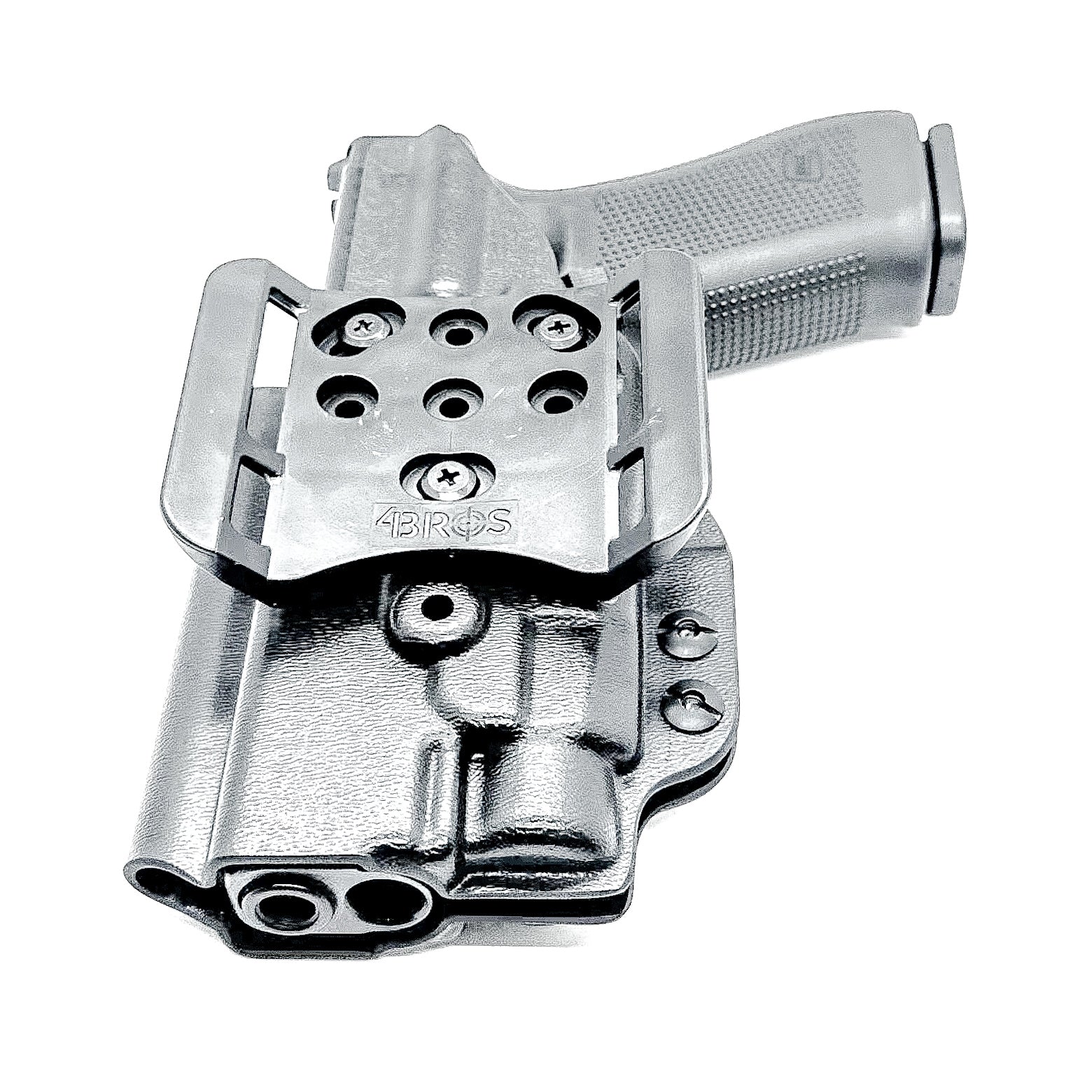 Glock 47 Gen 5 OWB holster for Streamlight TLR-7 A, TLR-7 X, & TLR-7 HL-X. Durable Outside Waistband carry in black with 4BROS 1.5" Belt Slide.