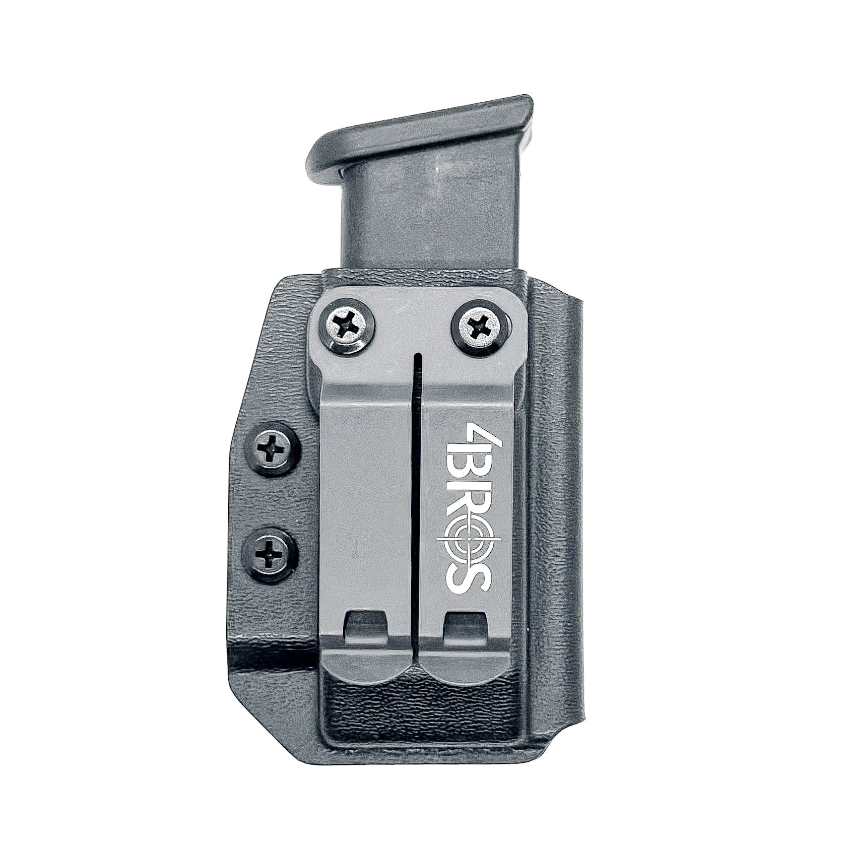 Black IWB AIWB Glock 17, 17L, 19, 22, 23, 26, 27, 34, 35, 45, 31, 32, 33 magazine carrier, holster, & pouch from Four Brothers 4BROS Holsters. 