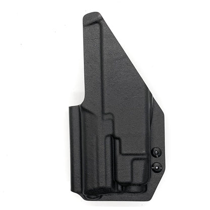 Inside Waistband IWB Holster designed to fit the Heckler & Koch H&K VP9 or VP9SK pistol with Streamlight TLR-7 or TLR-7A weapon mounted light. Full sweat guard, profile cut for red dot sights, adjustable retention, minimal material and smooth edges to reduce printing. Proudly made in the USA.