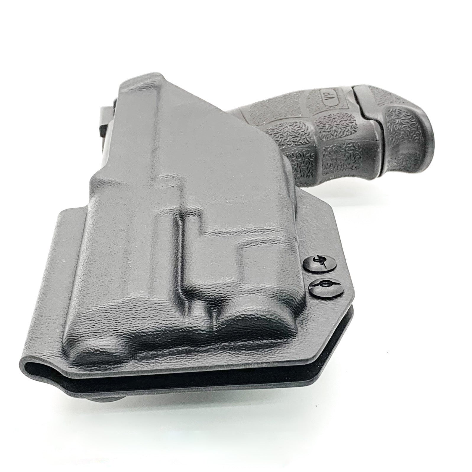 Inside Waistband IWB Holster designed to fit the Heckler & Koch H&K VP9 or VP9SK pistol with Streamlight TLR-7 or TLR-7A weapon mounted light. Full sweat guard, profile cut for red dot sights, adjustable retention, minimal material and smooth edges to reduce printing. Proudly made in the USA.