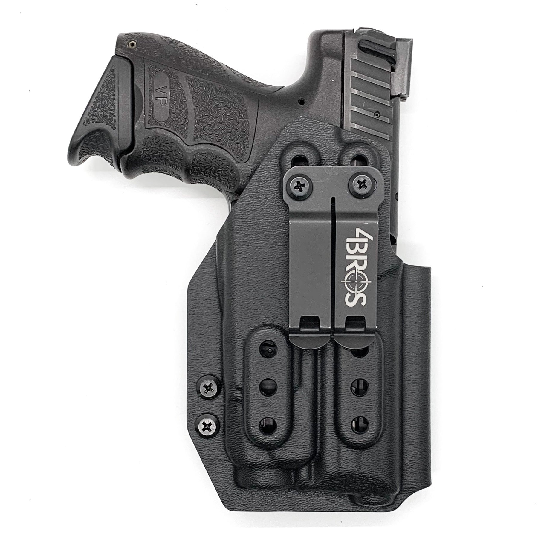 Inside Waistband IWB Holster designed to fit the Heckler & Koch H&K VP9 or VP9SK pistol with Streamlight TLR-7 or TLR-7A weapon mounted light. Full sweat guard, profile cut for red dot sights, adjustable retention, minimal material and smooth edges to reduce printing. Proudly made in the USA.