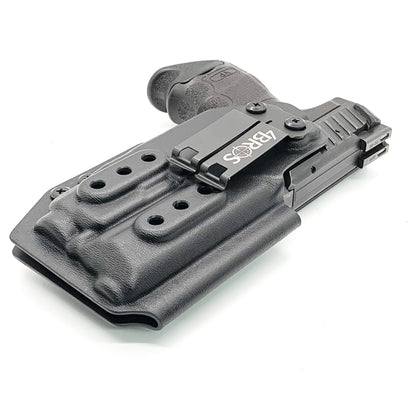 Inside Waistband IWB Holster designed to fit the Heckler & Koch H&K VP9 or VP9SK pistol with Streamlight TLR-7 or TLR-7A weapon mounted light. Full sweat guard, profile cut for red dot sights, adjustable retention, minimal material and smooth edges to reduce printing. Proudly made in the USA.