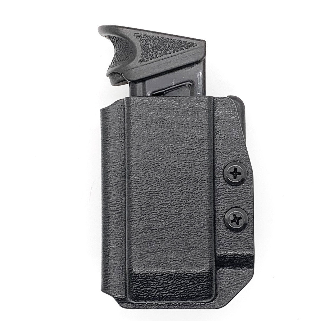 For the best, most comfortable, and rugged Kydex OWB Outside Waistband magazine pouch for H&K 9mm & 40 shop Four Brothers Holsters.  Suitable for belt widths of 1 1/2", 1 3/4". 2" & 2 1/2" Adjustable retention and cant outside waist carrier holster Sig P320, Glock 9mm & 40, H&K, Ruger, Walther, Smith & Wesson, FN