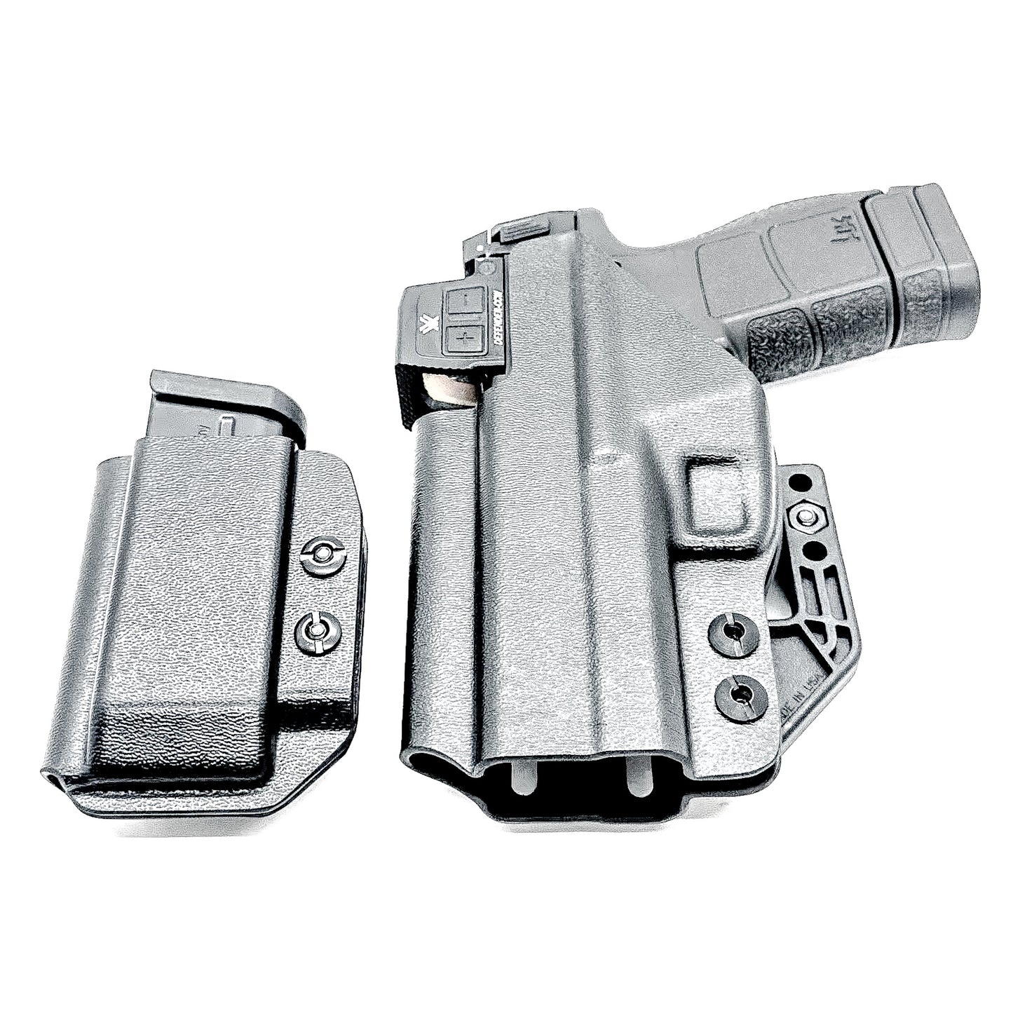 H&K VP9CC IWB holster and magazine carrier combo. Complete Inside Waistband carry system with adjustable retention, optics compatibility, and comfort