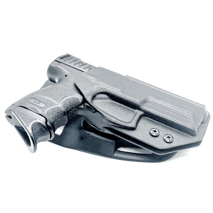 Black Outside Waistband OWB H&K VP9 full-size pistol Duty & Competition Style Kydex Holster from Four Brothers Holsters. Proudly made in the USA.
