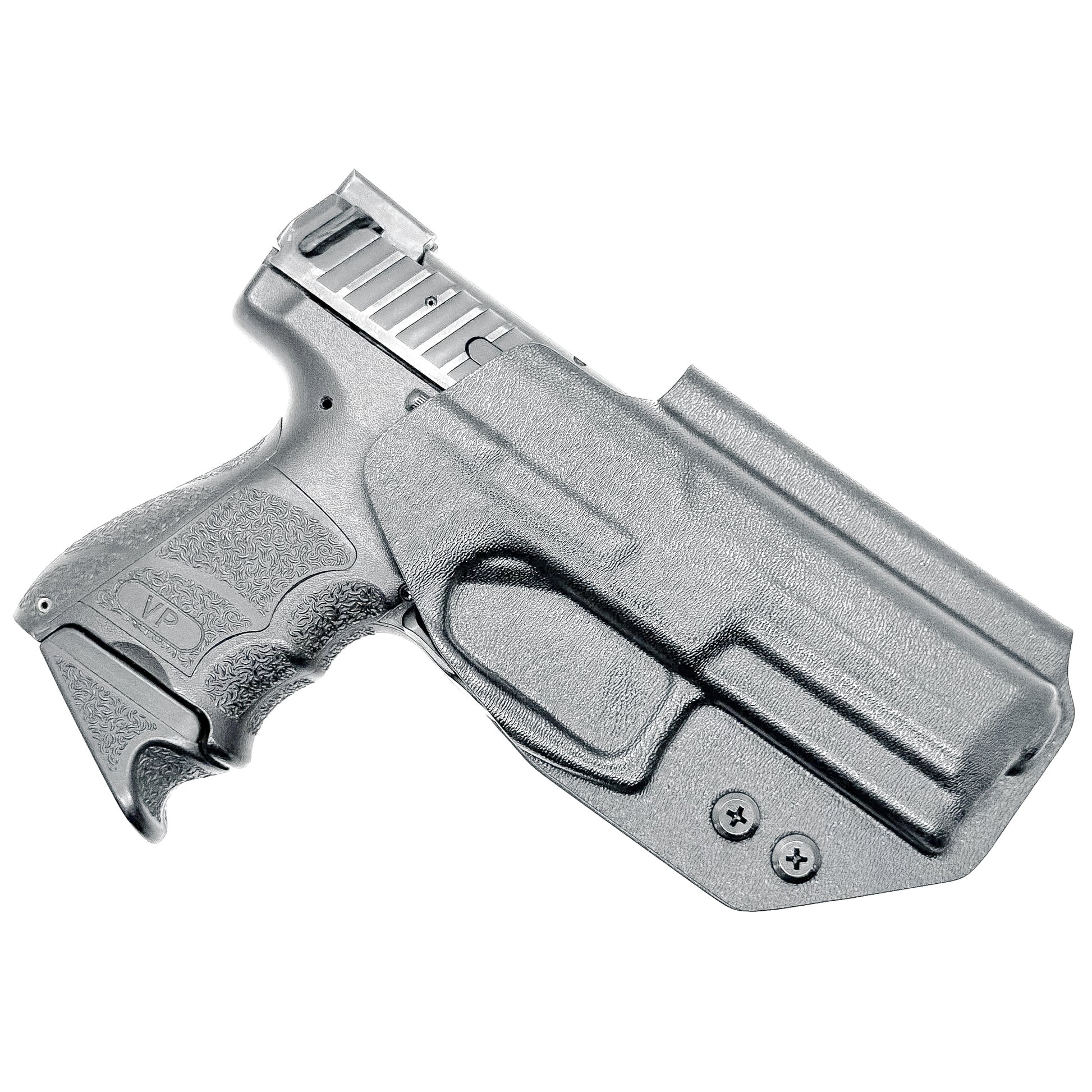 Black Outside Waistband OWB Holster for the Heckler & Koch H&K HK VP9 from Four Brothers 4BROS Holsters.  Made in the USA.  Cleared for red dot sights.