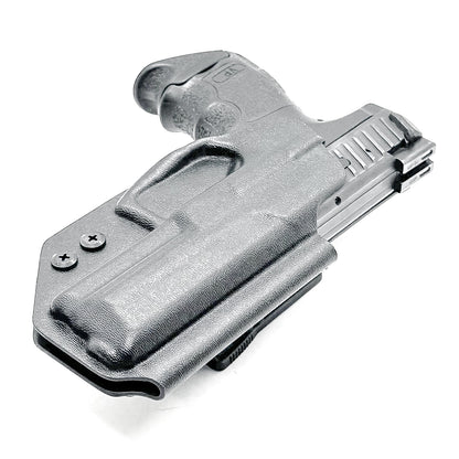 Black Outside Waistband OWB Holster for the Heckler & Koch H&K HK VP9 from Four Brothers 4BROS Holsters.  Made in the USA.  Cleared for red dot sights.