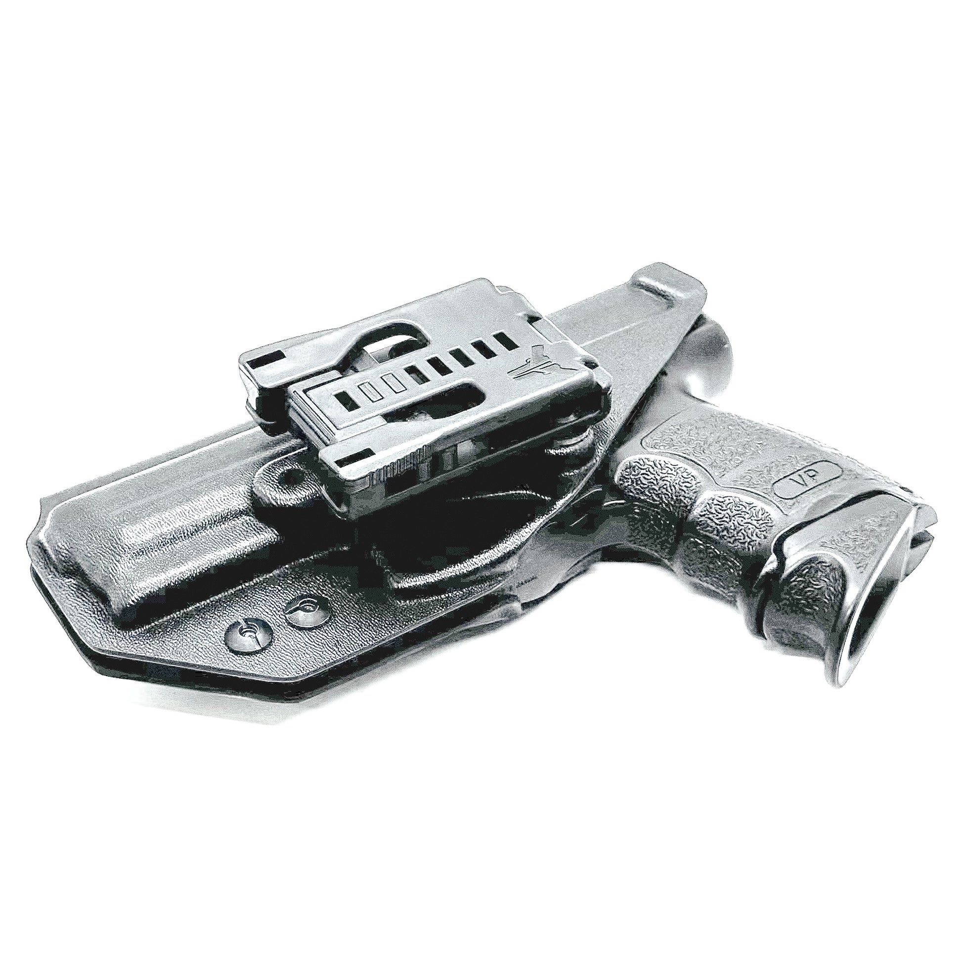 Black Outside Waistband OWB Holster for the Heckler & Koch H&K HK VP9 from Four Brothers 4BROS Holsters.  Made in the USA.  Cleared for red dot sights.