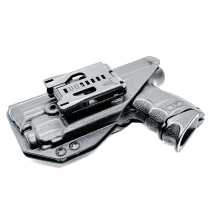 Black Outside Waistband OWB Holster for the H&K Heckler & Koch VP9 or VP9SK with Streamlight TLR-8 A G from Four Brothers 4BROS Holsters, USA made.
