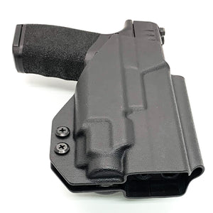 For the best, Outside Waistband OWB Kydex Holster designed to fit the Springfield Hellcat Pro pistol with the Streamlight TLR-8 Sub 1913 light mounted to the handgun, shop Four Brothers Holsters. Full sweat guard, adjustable retention, minimal material, and smooth edges to reduce printing. Made in the USA. HELLCAT PRO