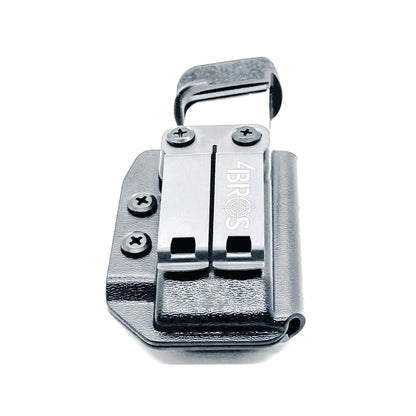 Black Kydex IWB AIWB inside waistband magazine pouch for the Springfield Hellcat Pro, Sig P365XL or P365X-MACRO from Four Brothers 4BROS Holsters. 
