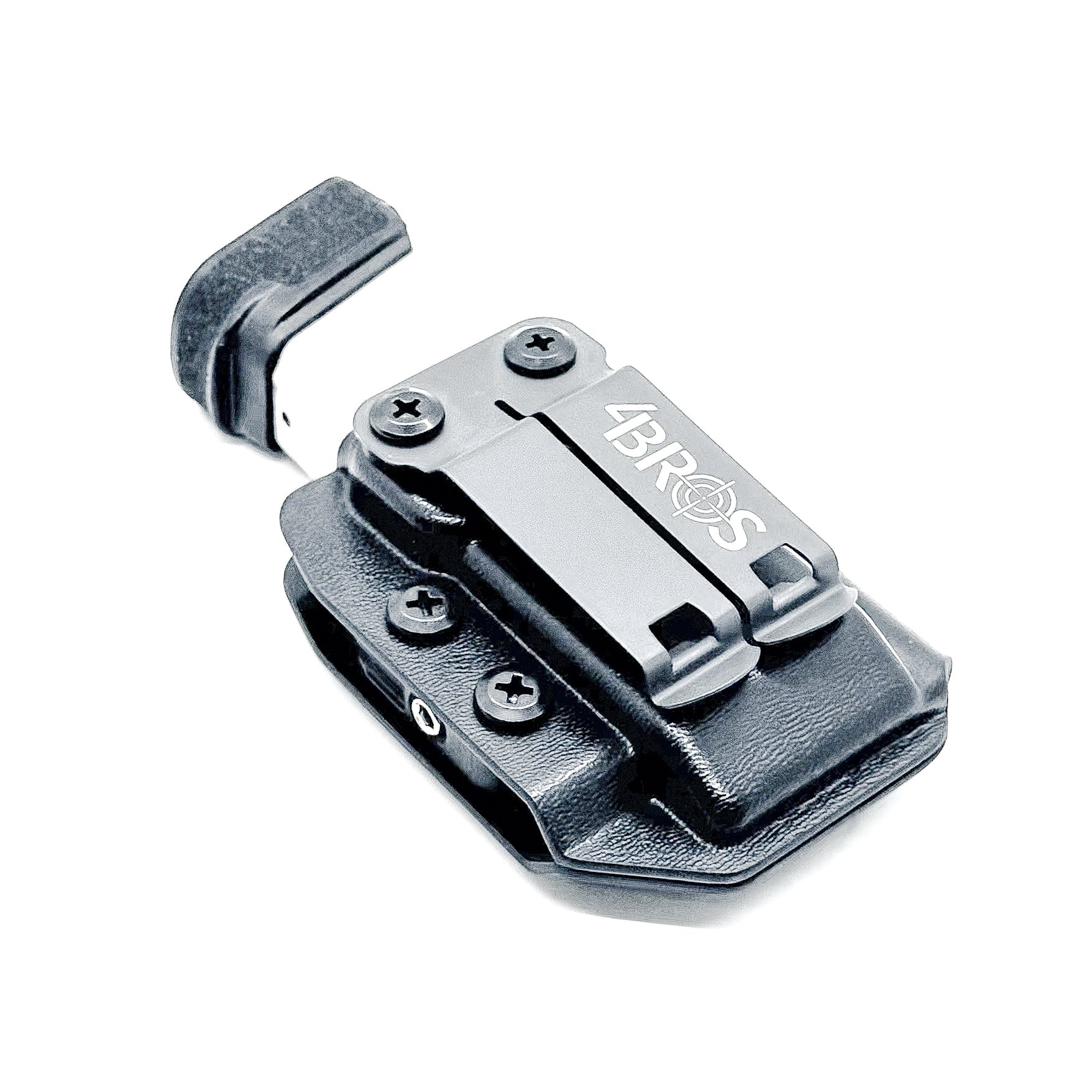 Black Kydex IWB AIWB inside waistband magazine pouch for the Springfield Hellcat Pro, Sig P365XL or P365X-MACRO from Four Brothers 4BROS Holsters. 