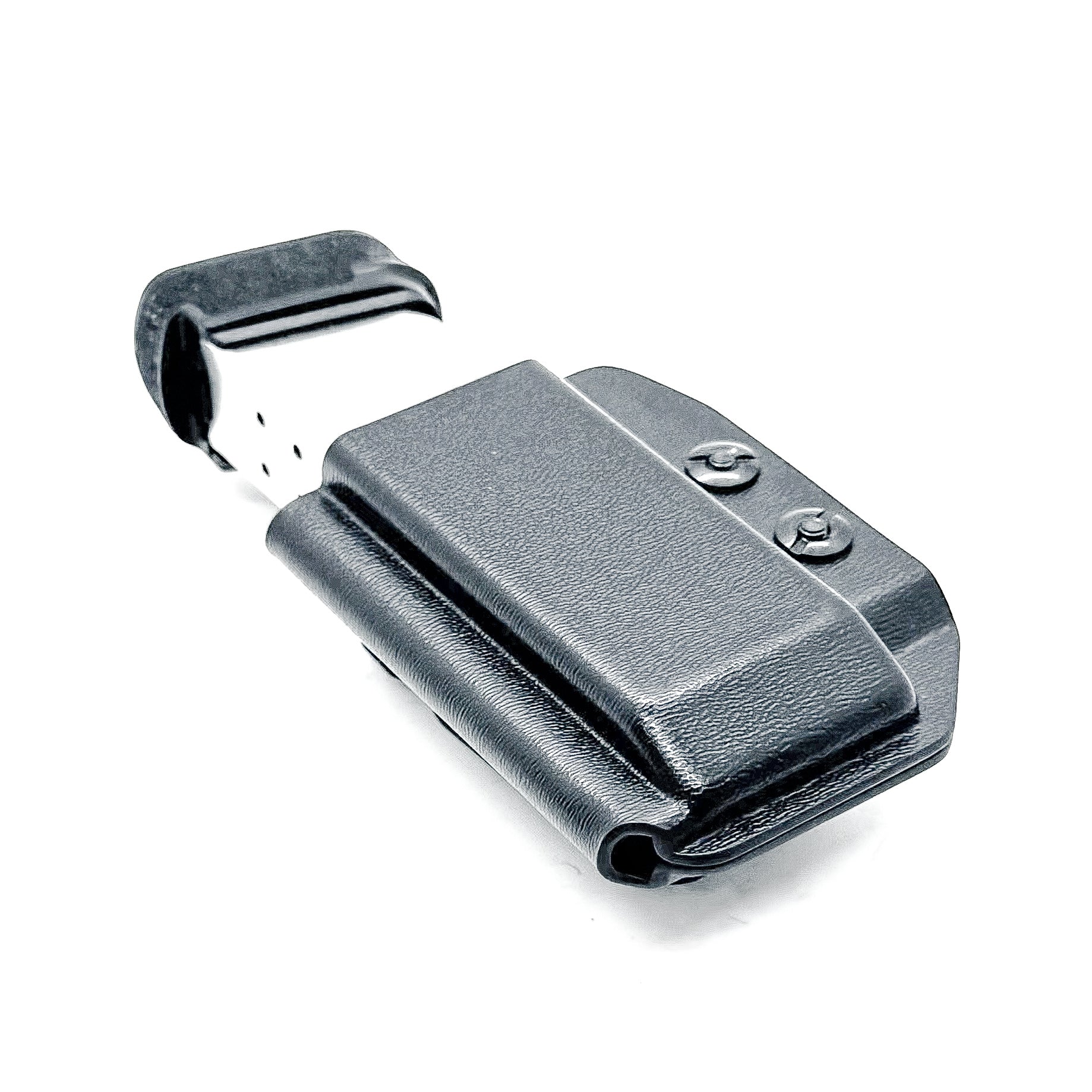 Black Kydex IWB AIWB inside waistband magazine pouch for the Springfield Hellcat Pro, Sig P365XL or P365X-MACRO from Four Brothers 4BROS Holsters. 