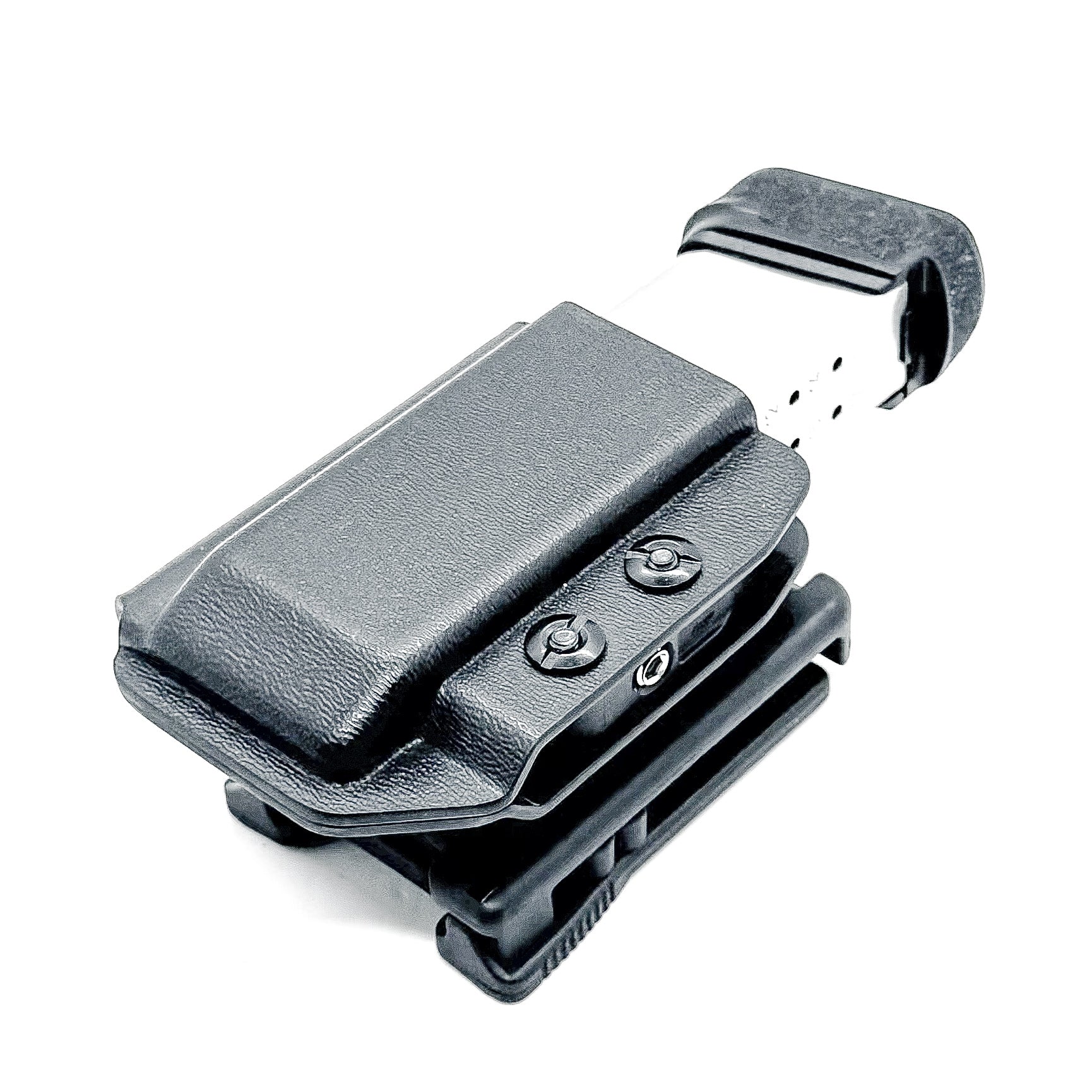 Black Kydex OWB Outside Waistband magazine pouch for the Springfield Hellcat Pro, Sig Sauer P365X-MACRO or P365XL from Four Brothers 4BROS Holsters. 