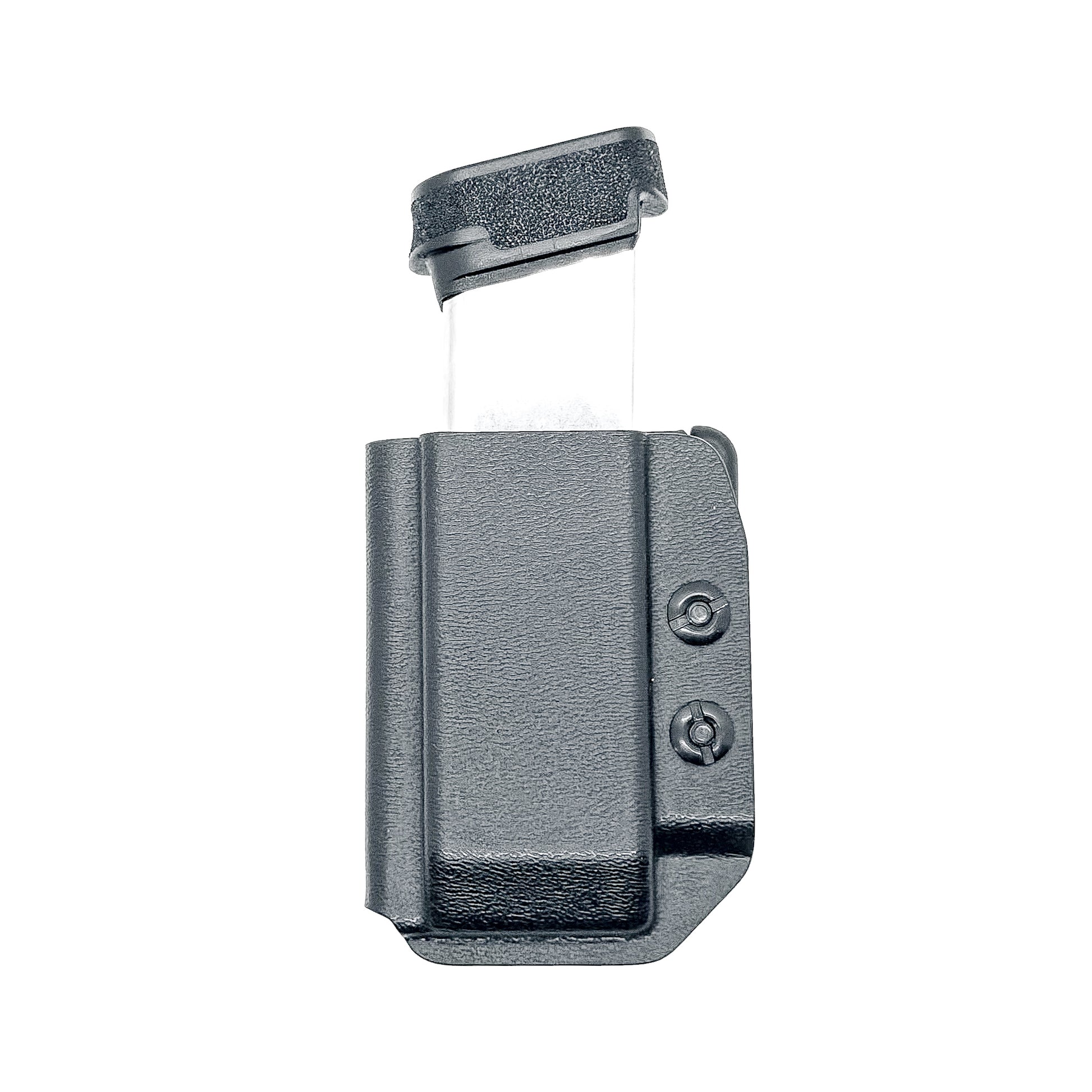 Black Kydex OWB Outside Waistband magazine pouch for the Springfield Hellcat Pro, Sig Sauer P365X-MACRO or P365XL from Four Brothers 4BROS Holsters. 