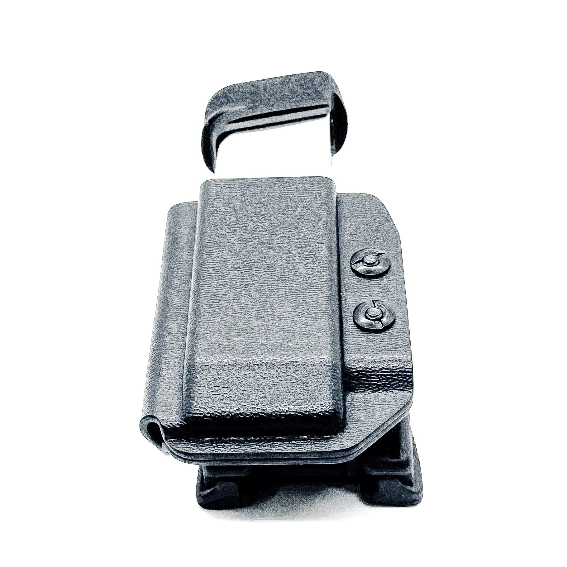 Black Kydex OWB Outside Waistband magazine pouch for the Springfield Hellcat Pro, Sig Sauer P365X-MACRO or P365XL from Four Brothers 4BROS Holsters. 