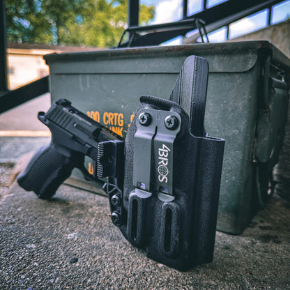 For the best IWB, AIWB, Appendix Inside Waistband Holster designed to fit the Sig Sauer P365, P365X and P365XL & Icarus Precision A.C.E 365 XL Hybrid Grip Module handgun with the Streamlight TLR-7 Sub light shop Four Brothers Holsters. Full sweat guard, Open muzzle for threaded barrels, cut for red dot sights.