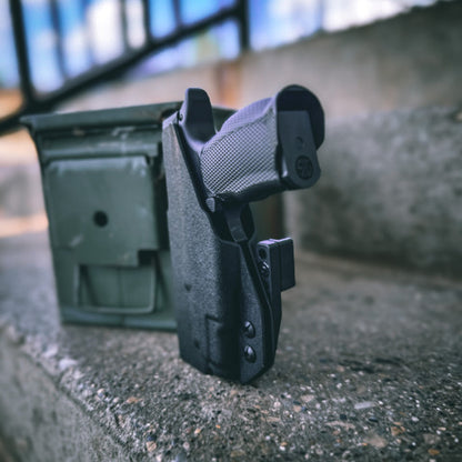 For the best IWB, AIWB, Appendix Inside Waistband Holster designed to fit the Sig Sauer P365, P365X and P365XL & Icarus Precision A.C.E 365 XL Hybrid Grip Module handgun with the Streamlight TLR-7 Sub light shop Four Brothers Holsters. Full sweat guard, Open muzzle for threaded barrels, cut for red dot sights.