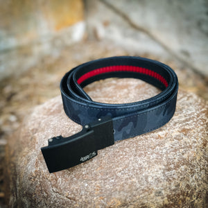 The Nextbelt EDC Guardian Black Camo belt utilizes the Supreme strap while featuring a camo pattern. All Nexbelt EDC belts are designed to be flexible enough to wear all day but stiff enough to effectively hold your pistol, firearm, tools, or other everyday items. Fits up to 50" waist, 1 1/2" wide belt.