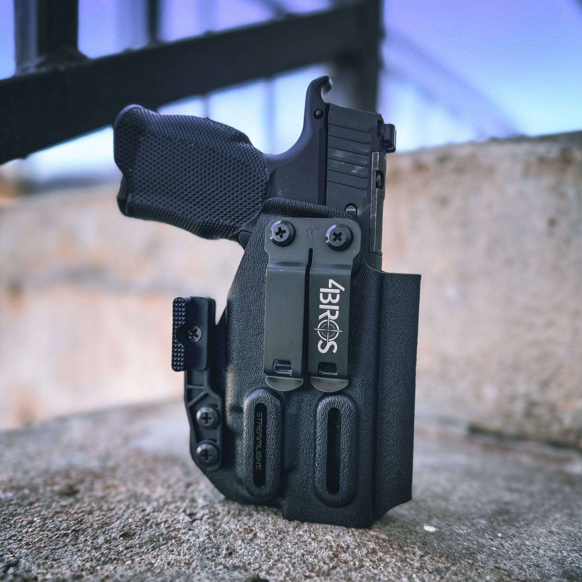 For the best IWB, AIWB, Appendix Inside Waistband Holster designed to fit the Sig Sauer P365, P365X and P365XL & Icarus Precision A.C.E 365 XL Hybrid Grip Module handgun with the Streamlight TLR-7 Sub light shop Four Brothers Holsters. Full sweat guard, Open muzzle for threaded barrels, cut for red dot sights.