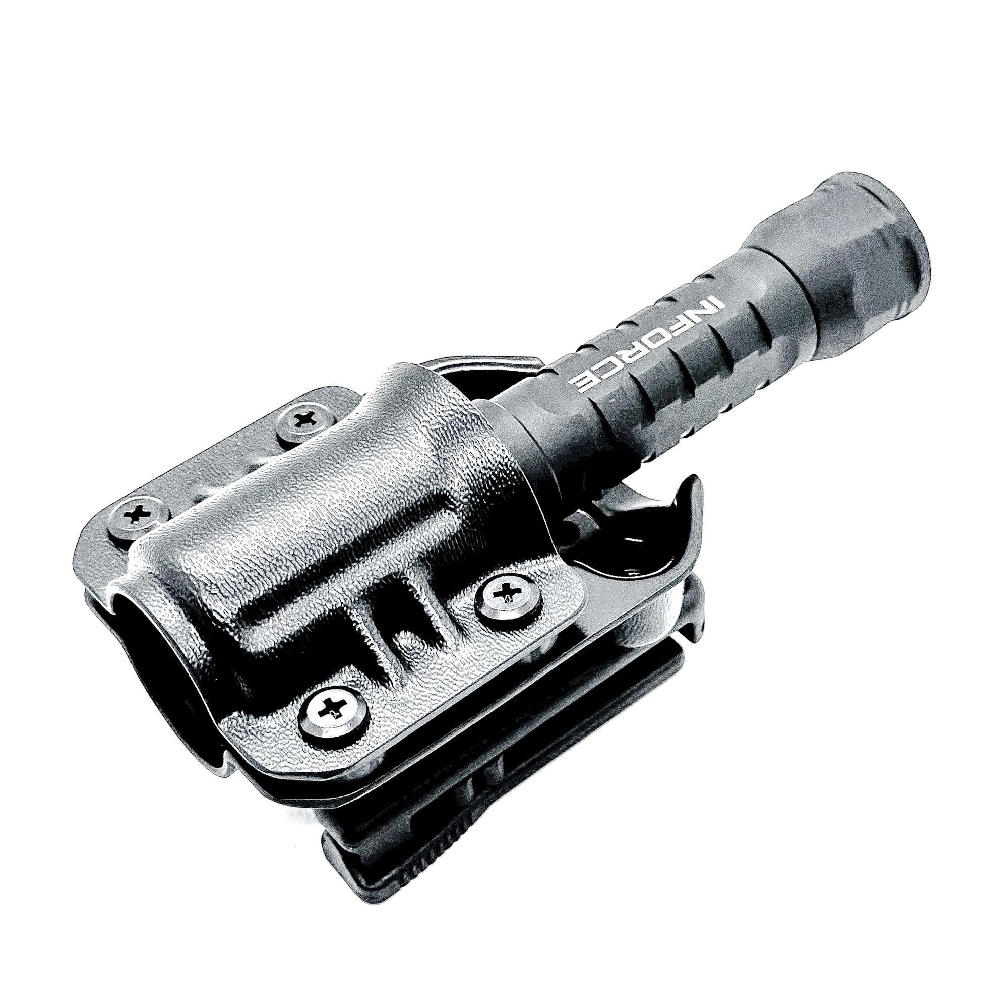 INFORCE ARC Flashlight Carrier for ARC 650-LR-H and 350-LR-H lights with adjustable retention, multiple mounting options, and rapid access.