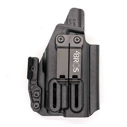 For the best IWB, AIWB, Appendix Inside Waistband Holster designed to fit the Sig Sauer P365, P365X and P365XL & Icarus Precision A.C.E 365 XL Hybrid Grip Module handgun with the Streamlight TLR-7A light shop Four Brothers Holsters. Full sweat guard, Open muzzle for threaded barrels, cut for red dot sights.